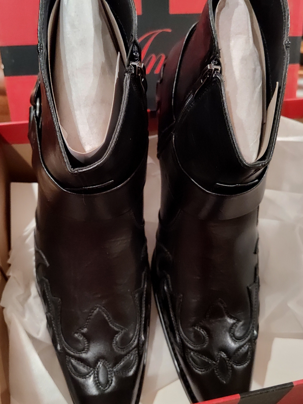 MEN'S Amali Rancho Black Leather Boots Size 12